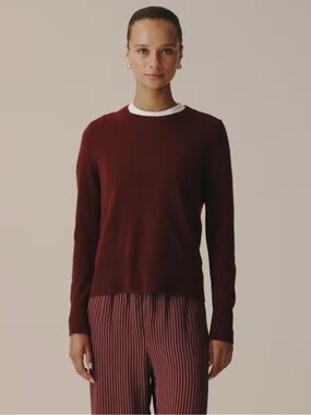 NWT! J. CREW Women’s Cashmere classic-fit crewneck sweater inky burgundy small